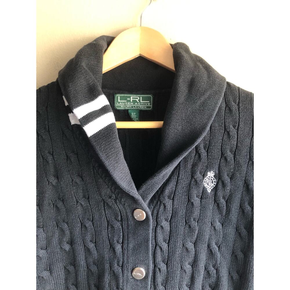 Lauren Ralph Lauren Womens Snap Button Sweater Black Size S/P - Picture 2 of 10